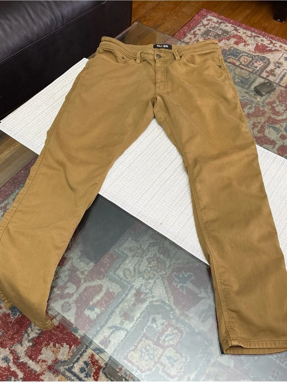 DU/ER Men's Slim Chinos in Caramel Tan